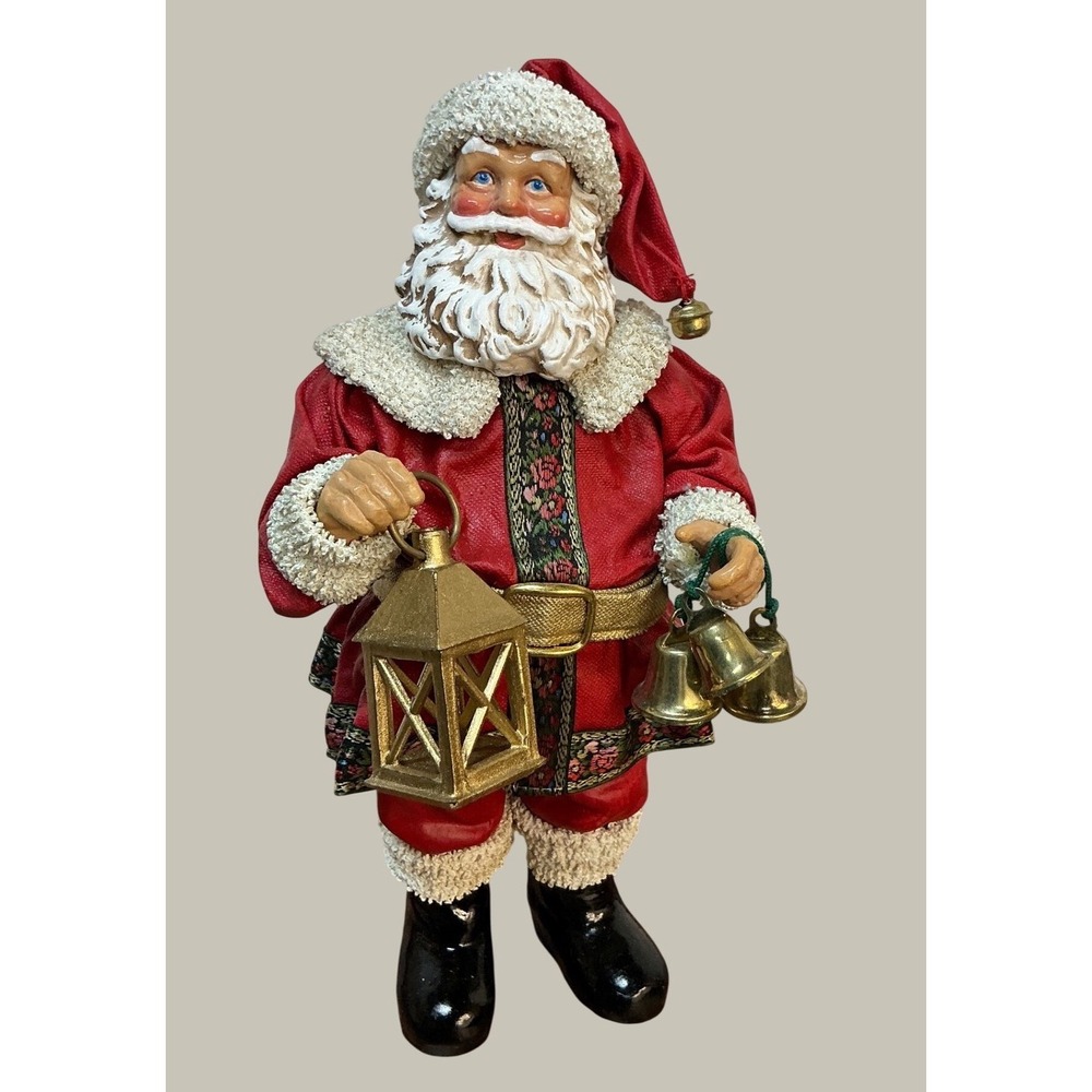 Kurt S. Adler Vintage Fabriché Santa Figure Lantern & Bells KSA Collectibles 10"